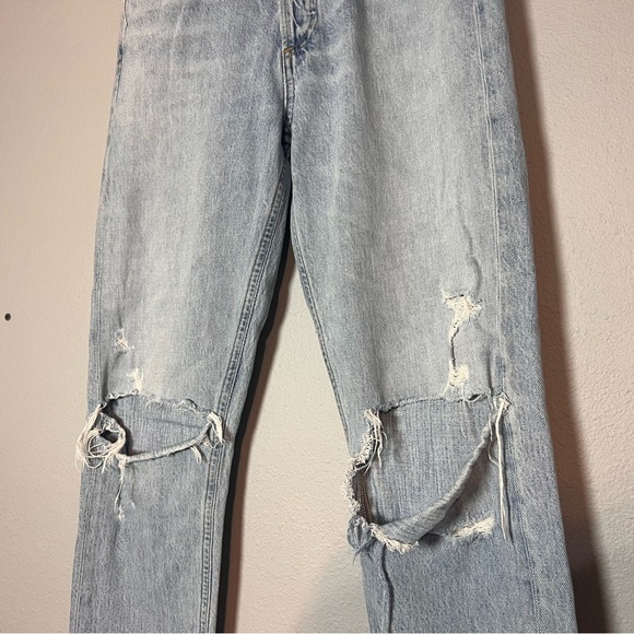 Agolde Jamie High Rise Classic Jeans Ankle Crop Size 27 Light Wash Distressed - Picture 2 of 13